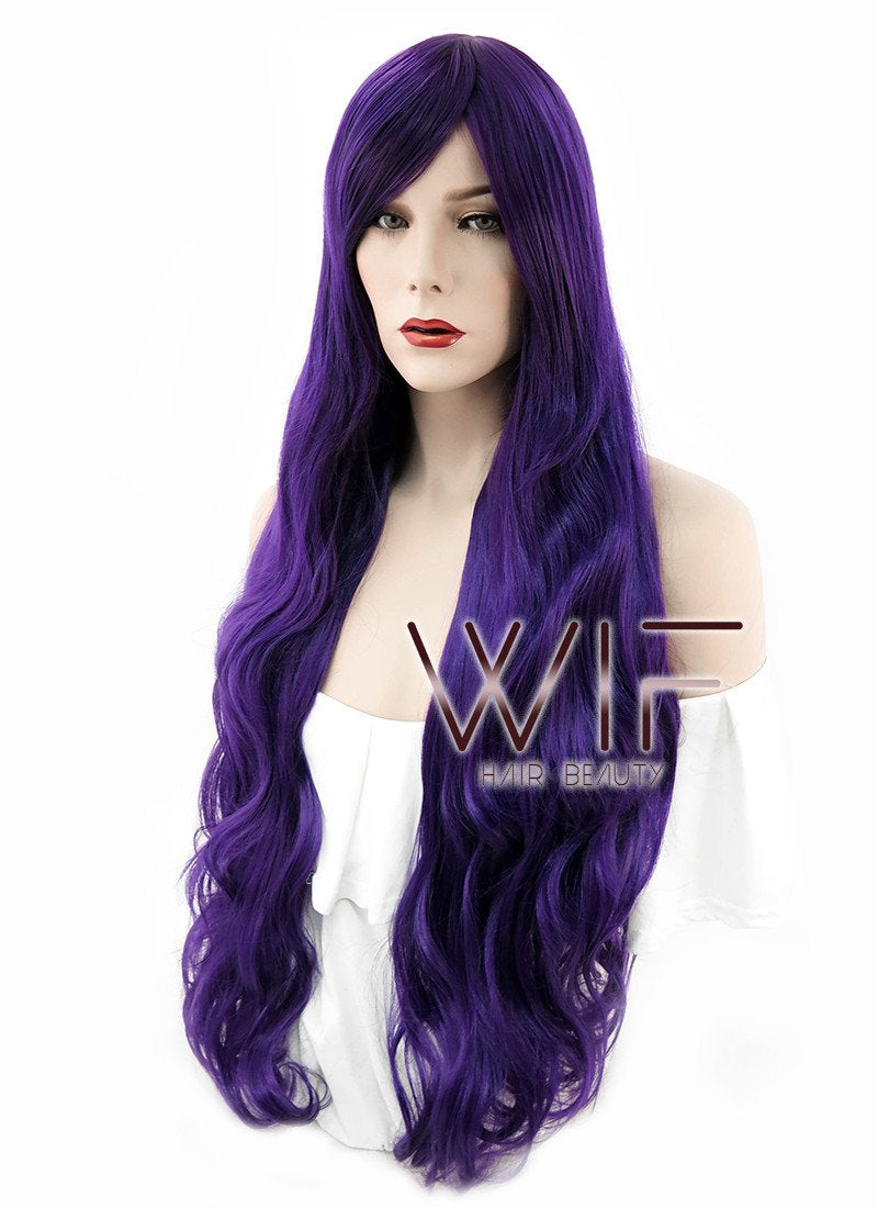31" Wavy Dark Purple Synthetic Wig PL030