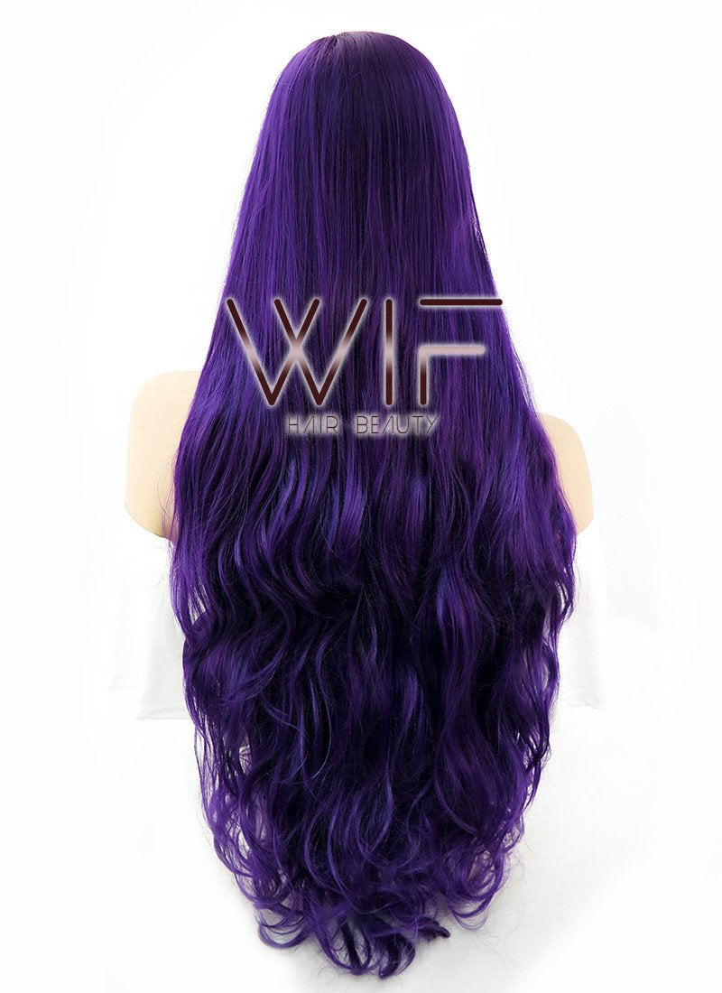 31" Wavy Dark Purple Synthetic Wig PL030