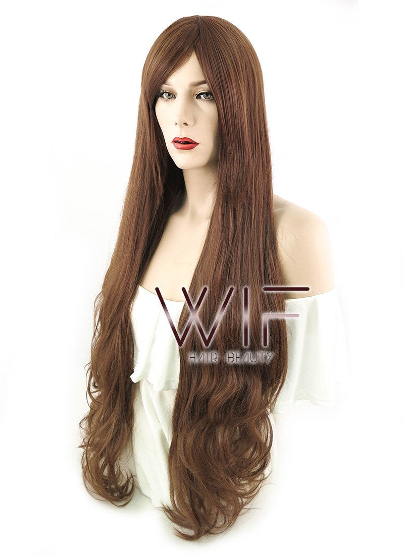 31" Wavy Dark Brown Synthetic Wig PL034