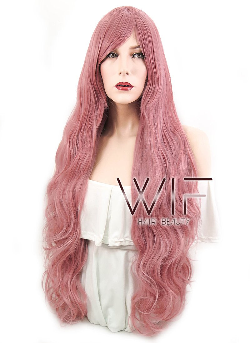 32" Wavy Milkshake Pink Synthetic Wig PL216