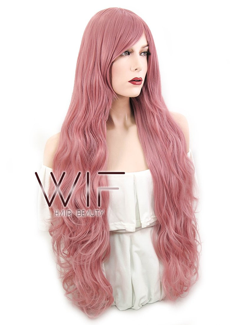 32" Wavy Milkshake Pink Synthetic Wig PL216