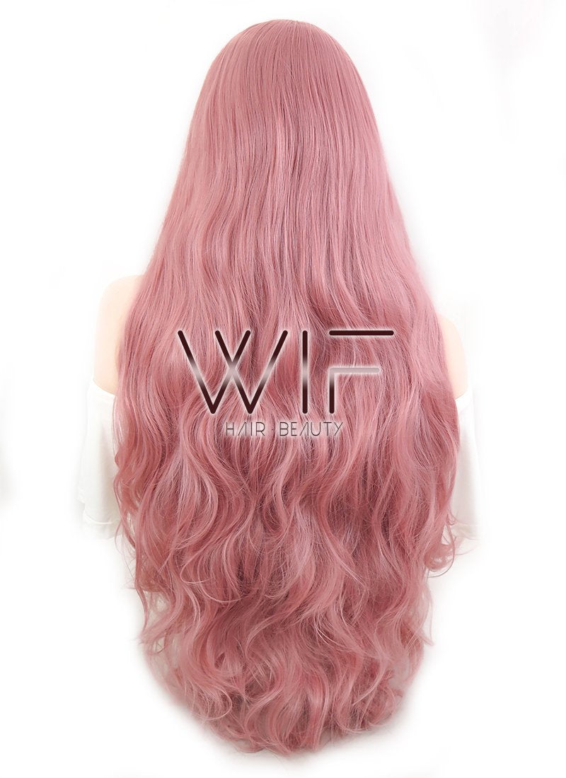 32" Wavy Milkshake Pink Synthetic Wig PL216