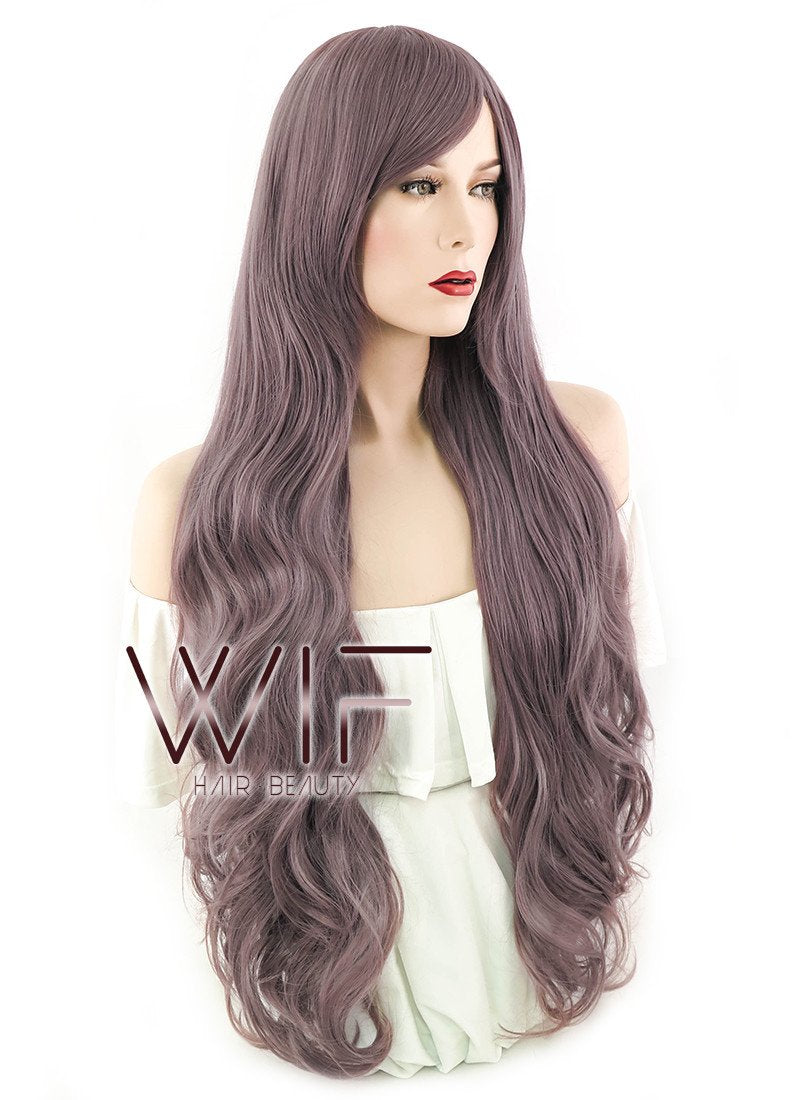 39" Wavy Ash Purple Synthetic Wig PL266