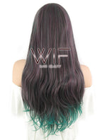 28" Wavy Ash Brown Mixed Green Synthetic Wig PL267