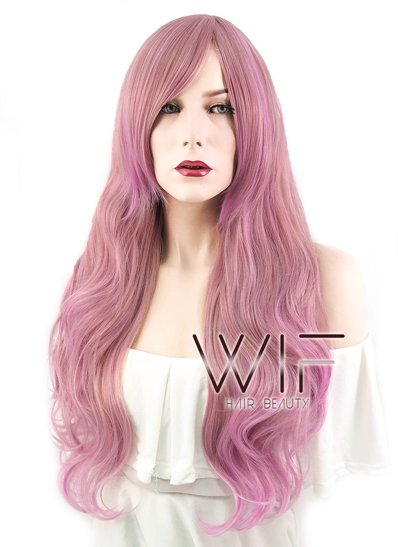 28" Wavy Milkshake Pink Synthetic Wig PL292