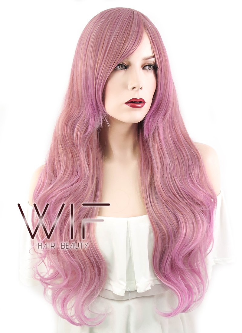 28" Wavy Milkshake Pink Synthetic Wig PL292
