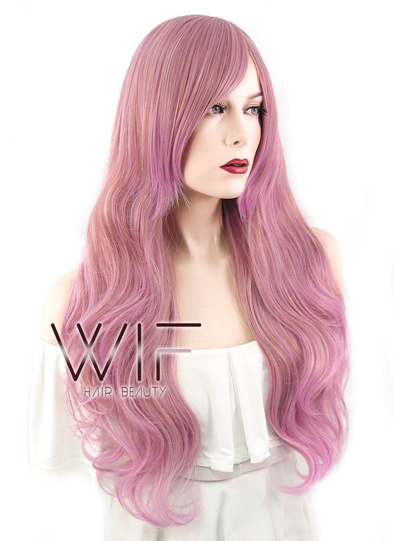 28" Wavy Milkshake Pink Synthetic Wig PL292