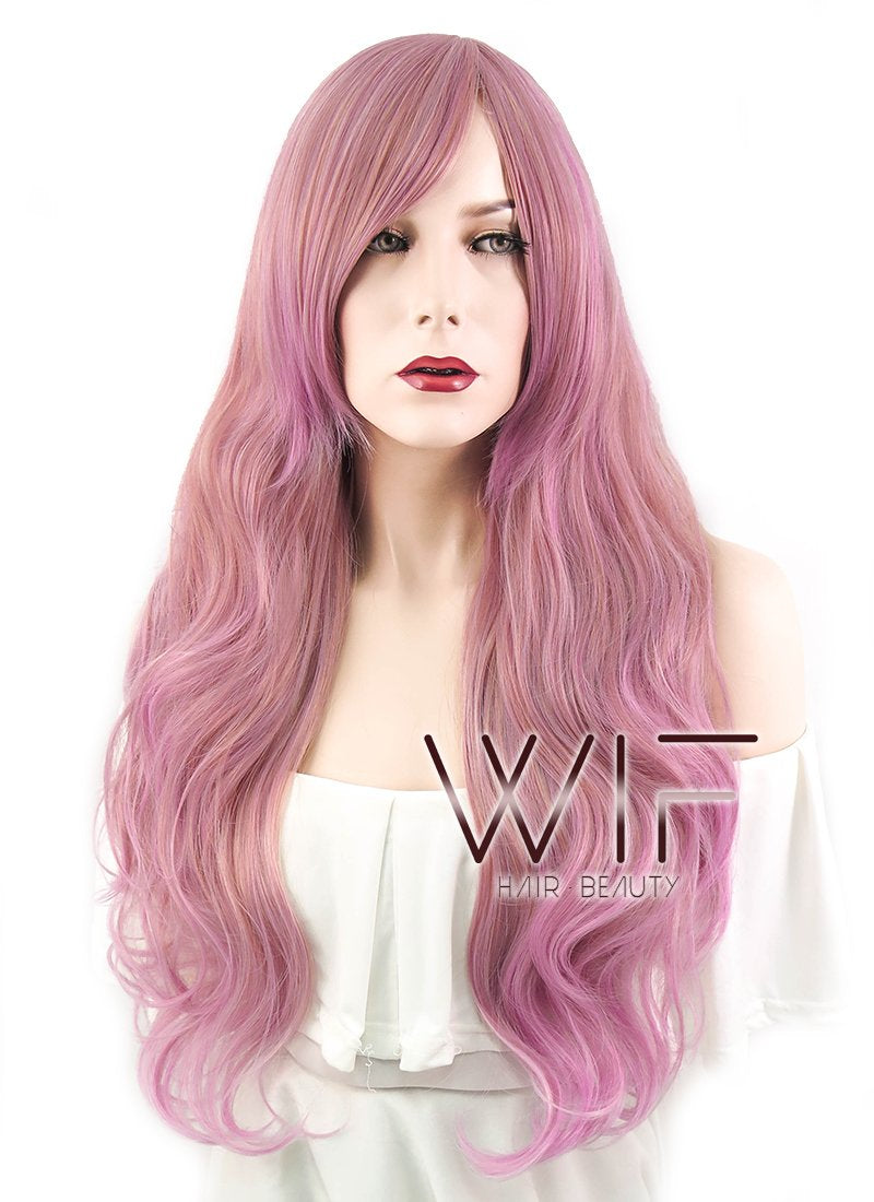 28" Wavy Milkshake Pink Synthetic Wig PL292