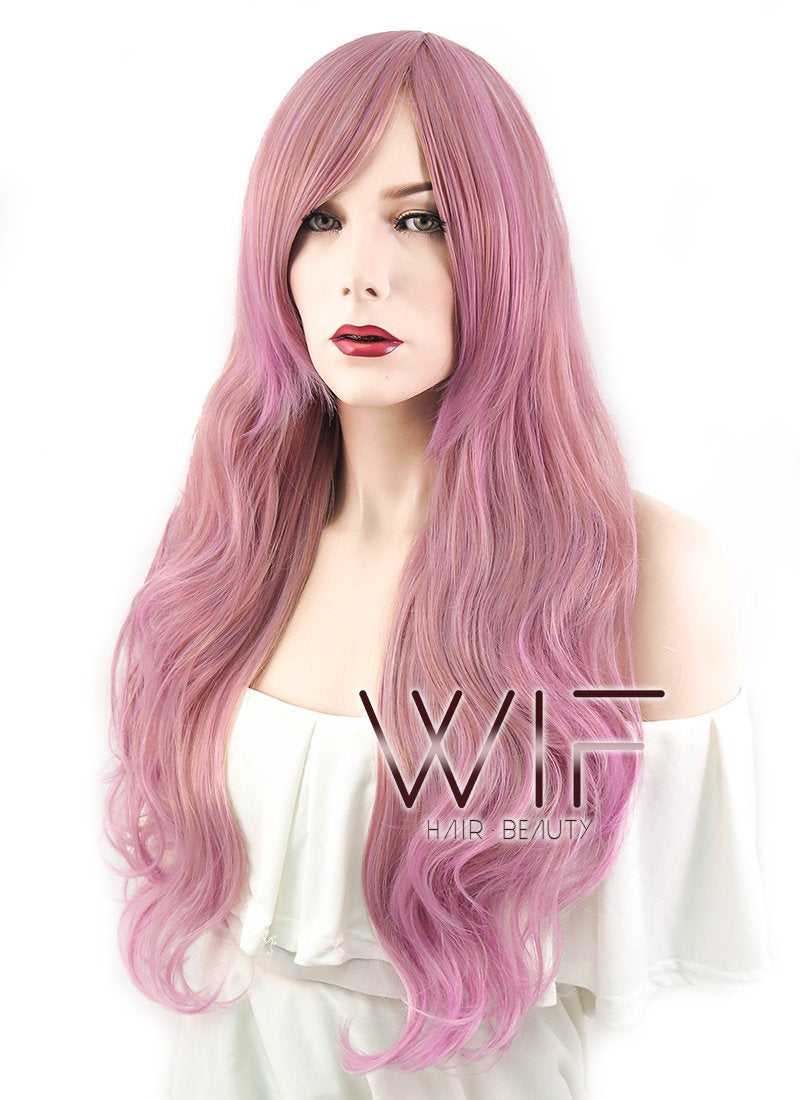 28" Wavy Milkshake Pink Synthetic Wig PL292