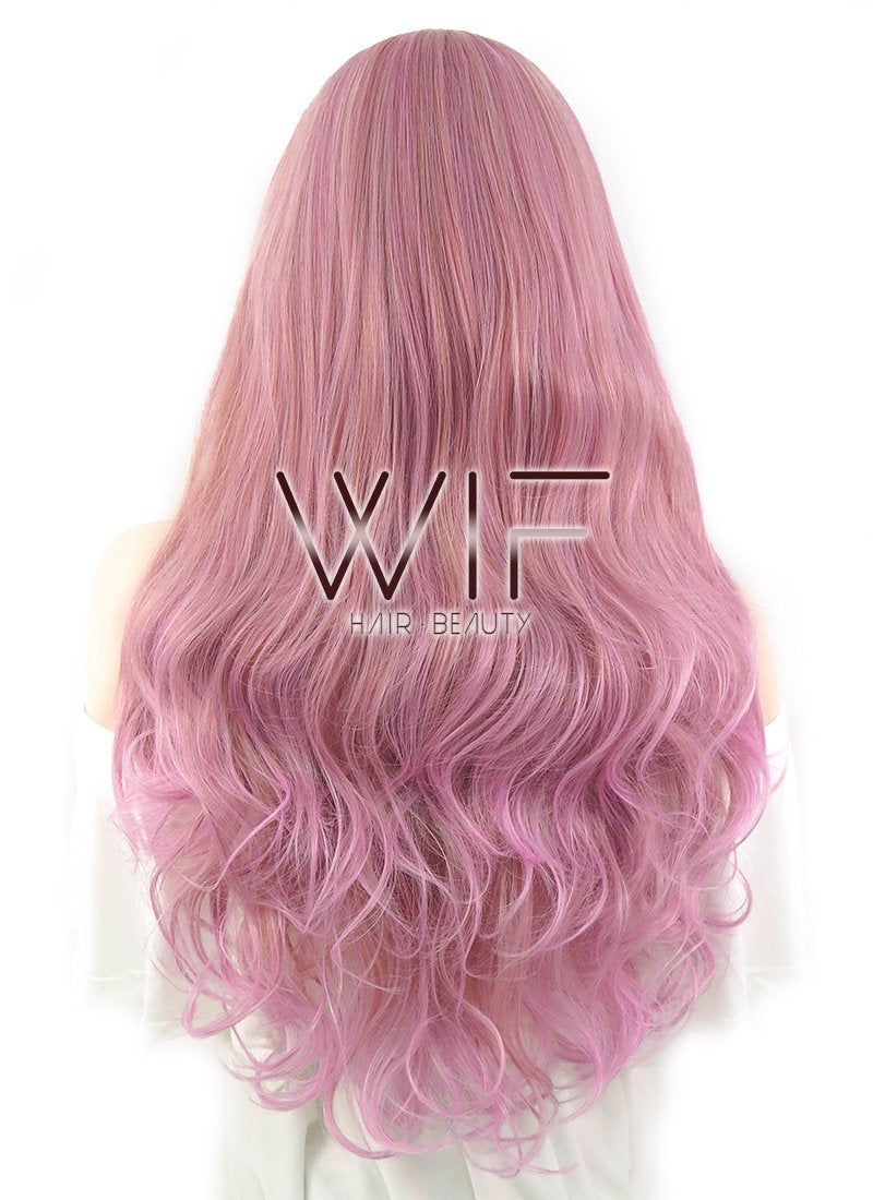 28" Wavy Milkshake Pink Synthetic Wig PL292