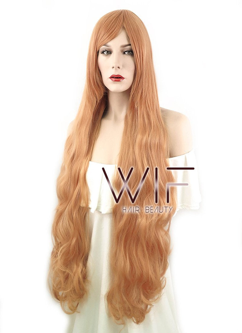 39" Wavy Pink Mixed Orange Synthetic Wig PL307