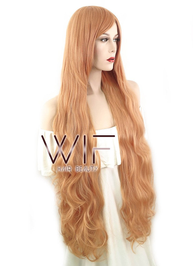 39" Wavy Pink Mixed Orange Synthetic Wig PL307