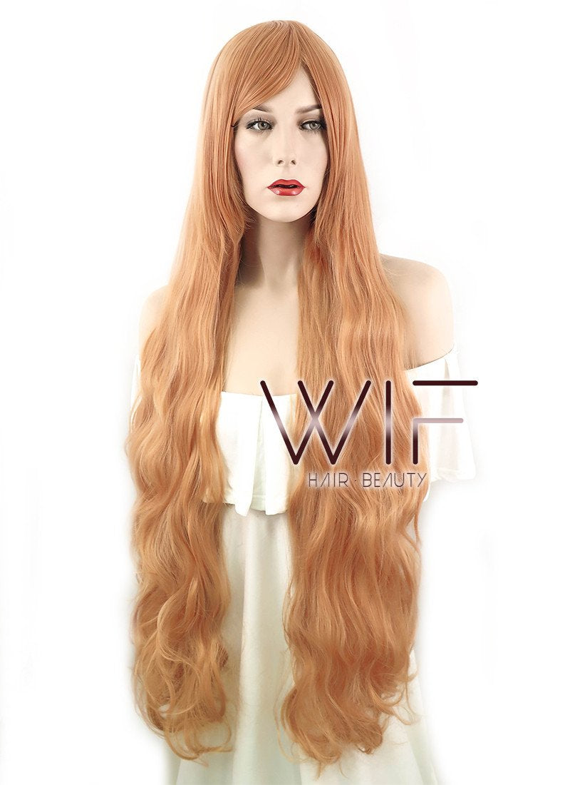 39" Wavy Pink Mixed Orange Synthetic Wig PL307