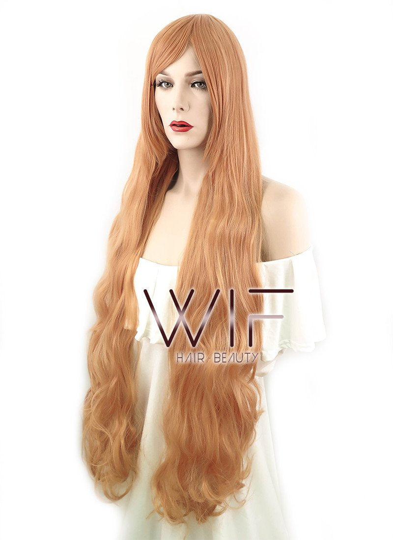 39" Wavy Pink Mixed Orange Synthetic Wig PL307
