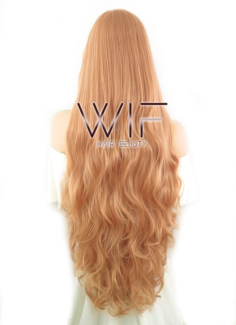 39" Wavy Pink Mixed Orange Synthetic Wig PL307