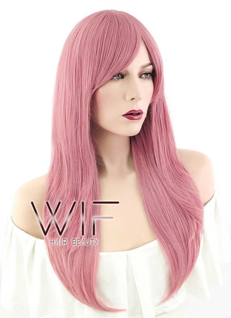 24" Straight Milk Shake Pink Synthetic Wig PL386