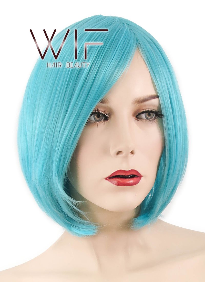 10" Straight Light Blue Synthetic Wig PL405