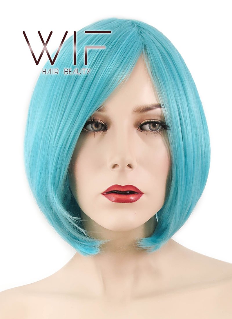 10" Straight Light Blue Synthetic Wig PL405