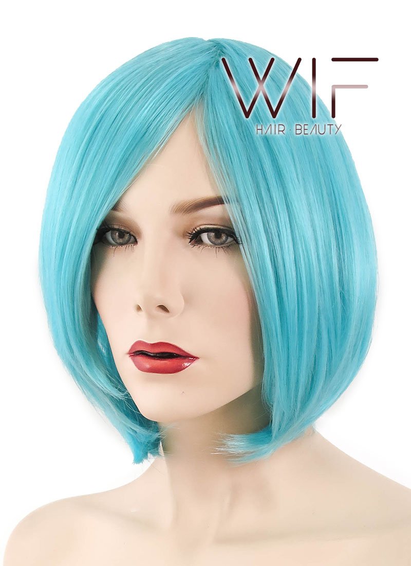 10" Straight Light Blue Synthetic Wig PL405