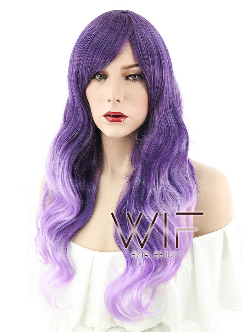 26" Wavy Mixed Purple Synthetic Wig PL456