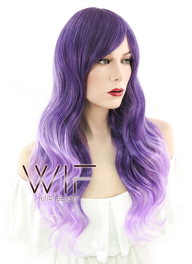26" Wavy Mixed Purple Synthetic Wig PL456