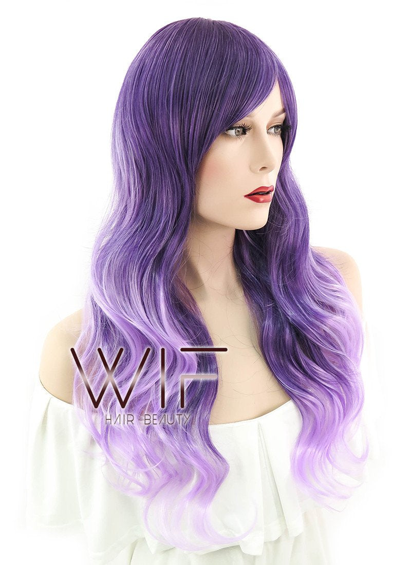 26" Wavy Mixed Purple Synthetic Wig PL456
