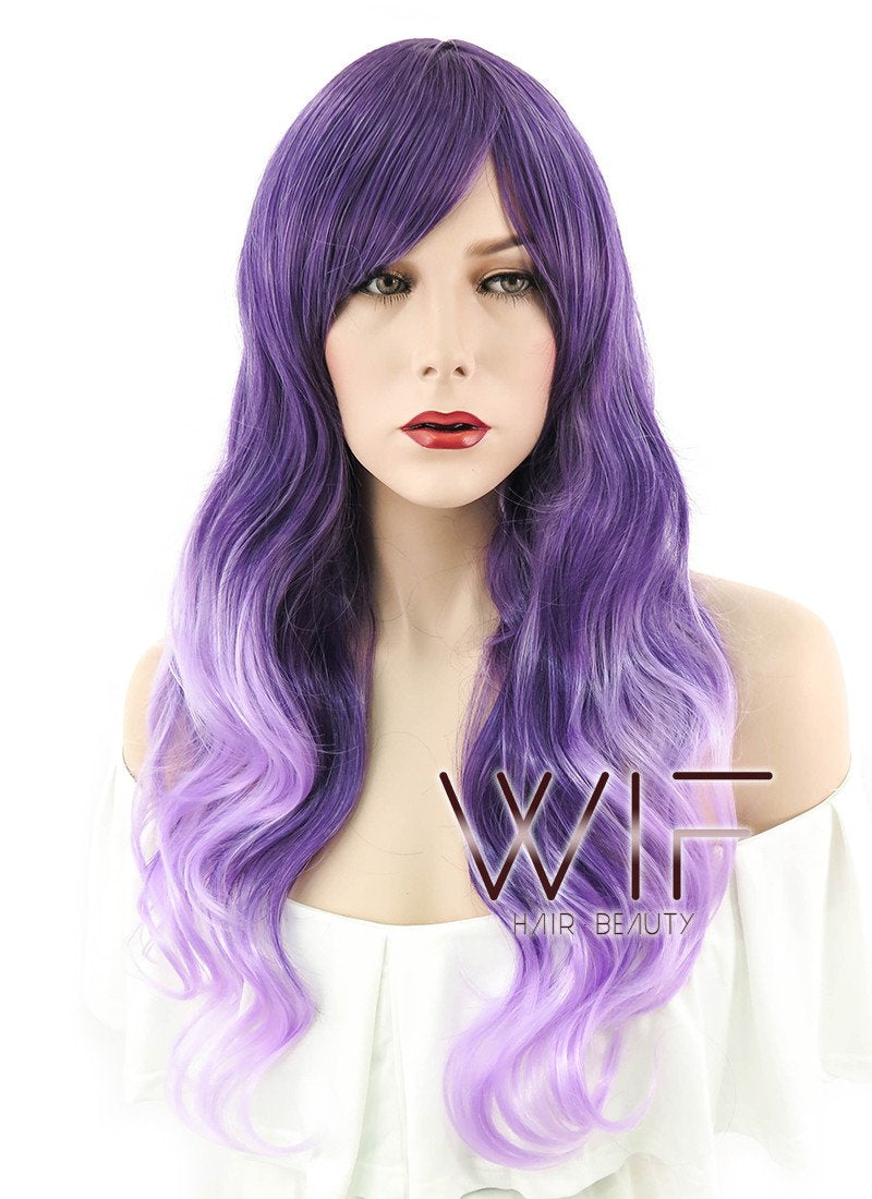 26" Wavy Mixed Purple Synthetic Wig PL456