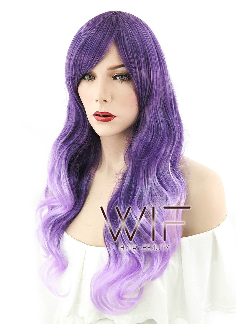 26" Wavy Mixed Purple Synthetic Wig PL456