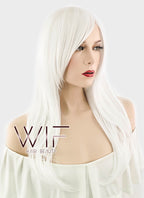 24" Straight Pure White Synthetic Wig PL460