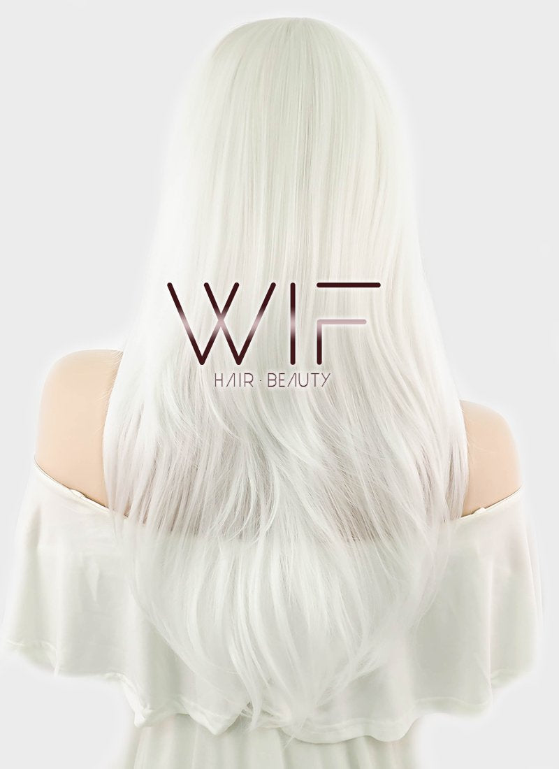 24" Straight Pure White Synthetic Wig PL460