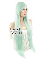 31" Straight Mint Green Synthetic Wig PL461