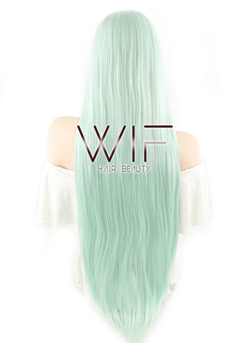 31" Straight Mint Green Synthetic Wig PL461