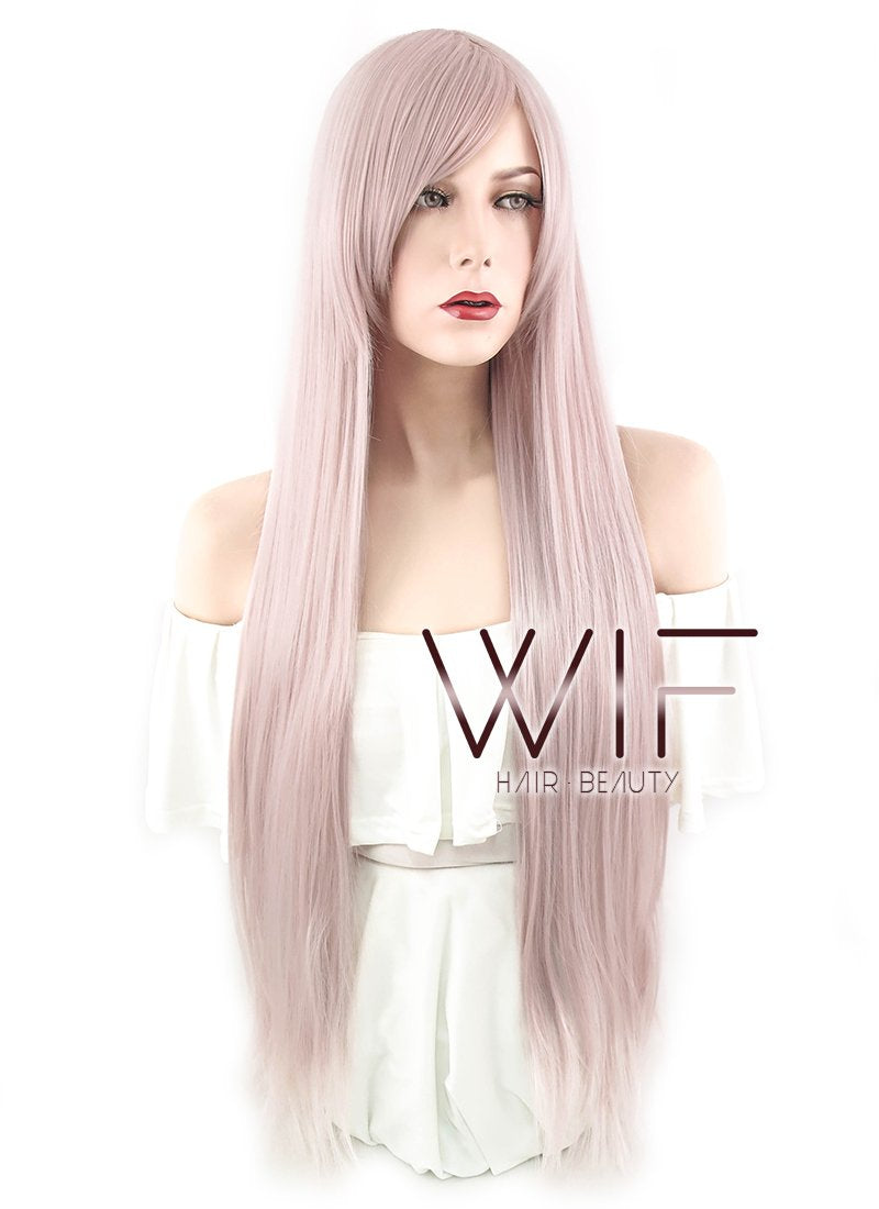 31" Straight Ash Pink Synthetic Wig PL462