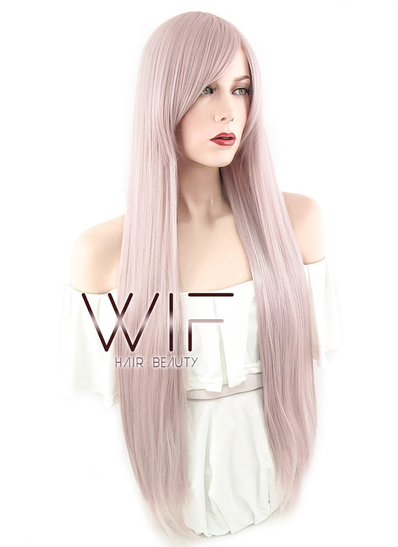 31" Straight Ash Pink Synthetic Wig PL462