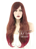 24" Wavy Two Tone Reddish Brown Synthetic Wig PL464