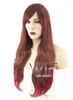 24" Wavy Two Tone Reddish Brown Synthetic Wig PL464