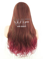 24" Wavy Two Tone Reddish Brown Synthetic Wig PL464