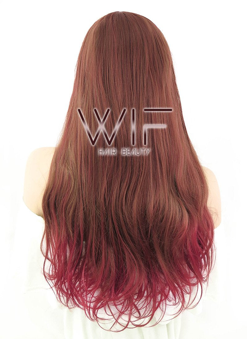 24" Wavy Two Tone Reddish Brown Synthetic Wig PL464