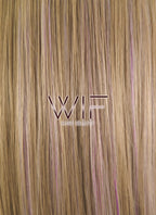 28" Wavy Brown Mixed Purplish Pink Synthetic Wig PL465
