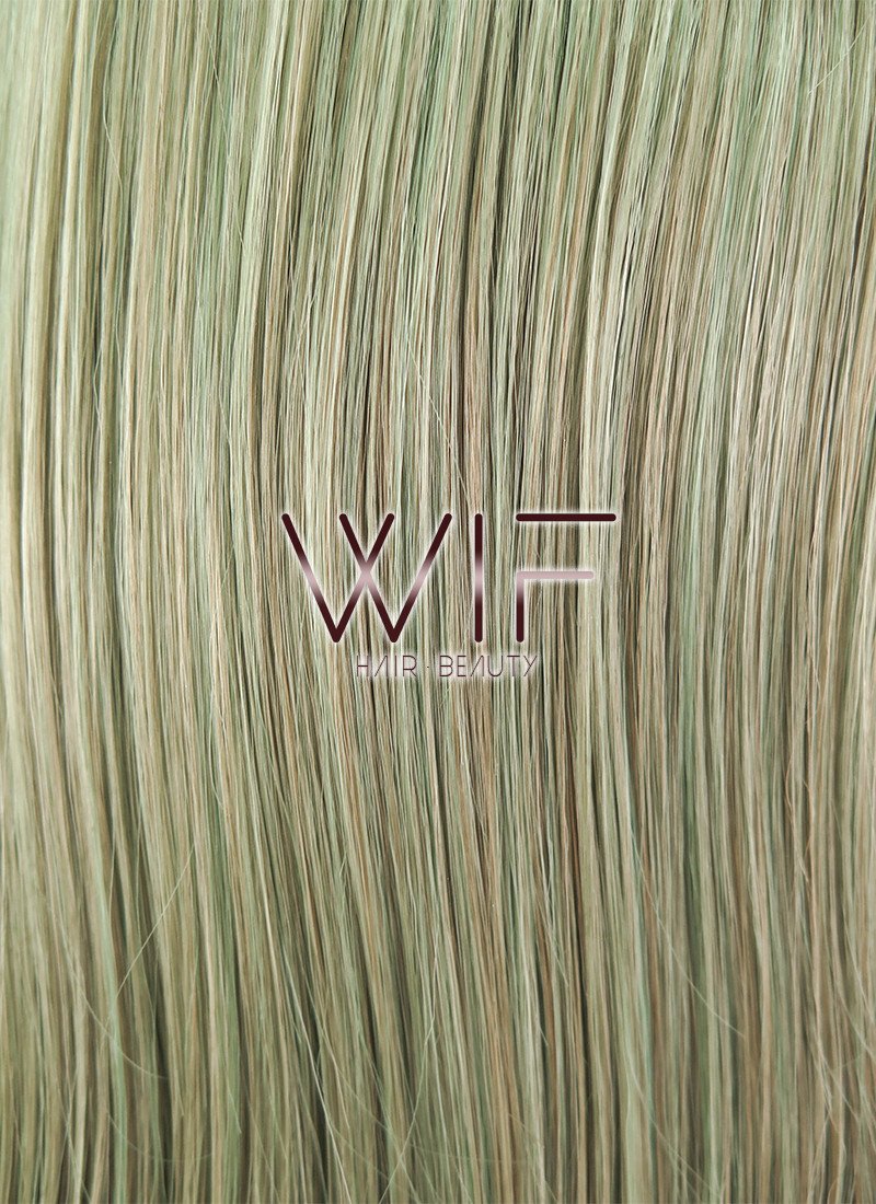 22" Straight Ash Green Blonde Ombre Synthetic Wig PL472