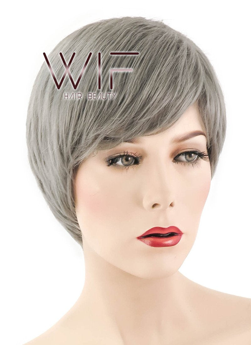 9" Straight Grey Synthetic Wig PL478
