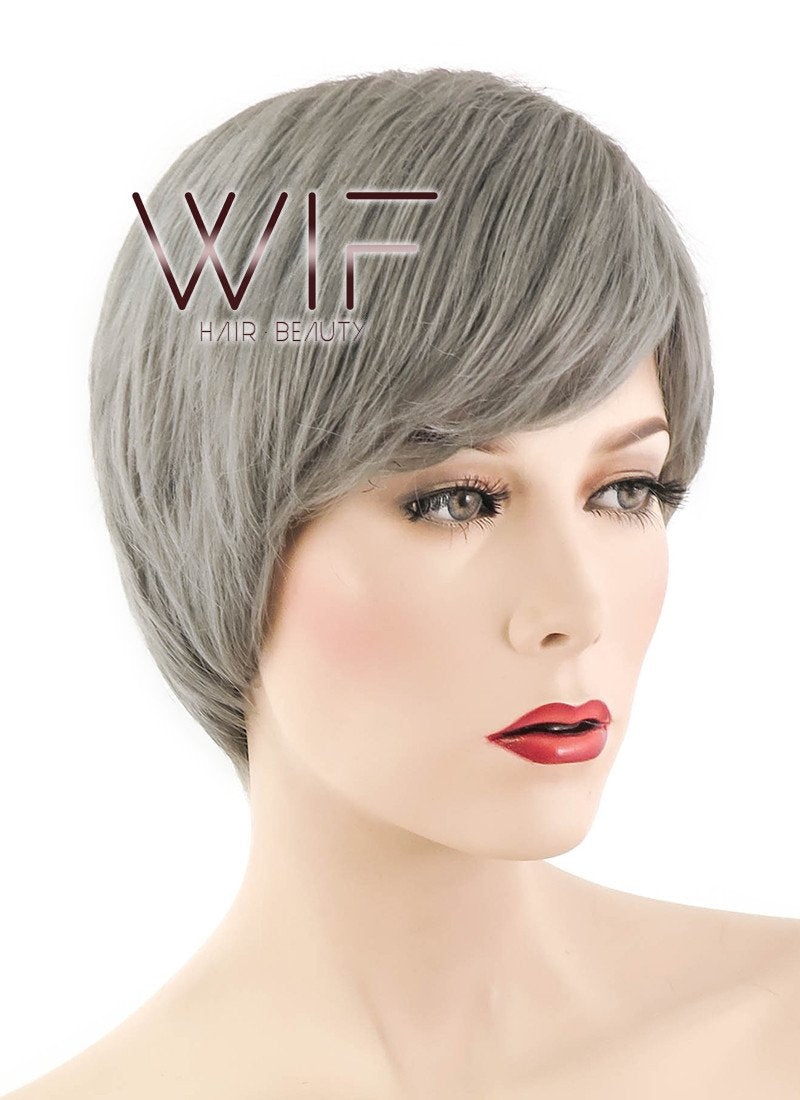 9" Straight Grey Synthetic Wig PL478