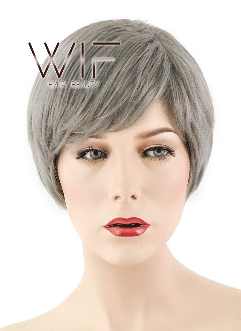 9" Straight Grey Synthetic Wig PL478