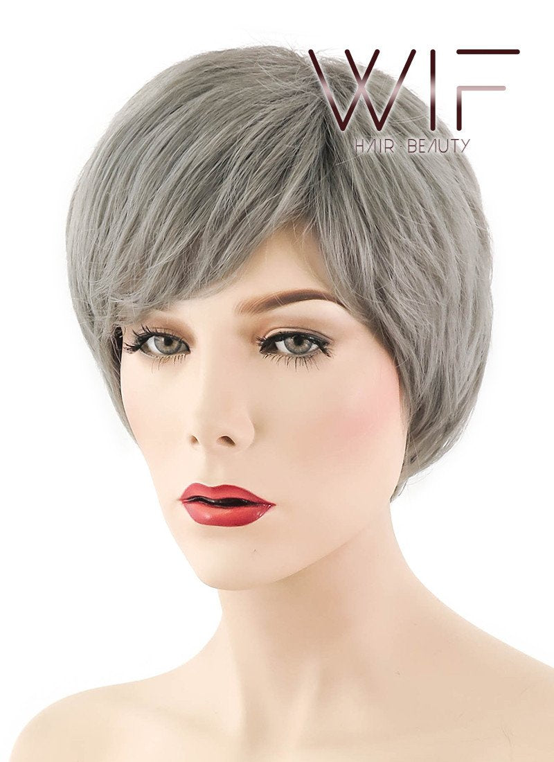 9" Straight Grey Synthetic Wig PL478