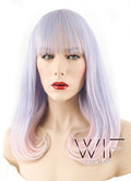 24" Straight Light Purple Mixed Light Pink Synthetic Wig PL479