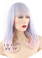 24" Straight Light Purple Mixed Light Pink Synthetic Wig PL479