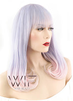 24" Straight Light Purple Mixed Light Pink Synthetic Wig PL479