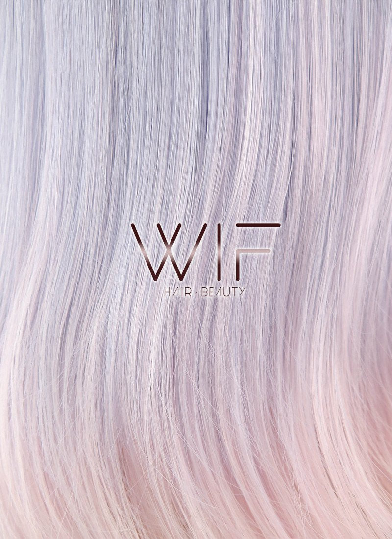 24" Straight Light Purple Mixed Light Pink Synthetic Wig PL479
