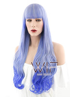 29" Wavy Blue Mixed Grey Synthetic Wig PL482
