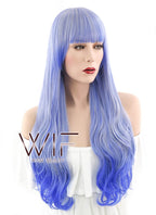 29" Wavy Blue Mixed Grey Synthetic Wig PL482